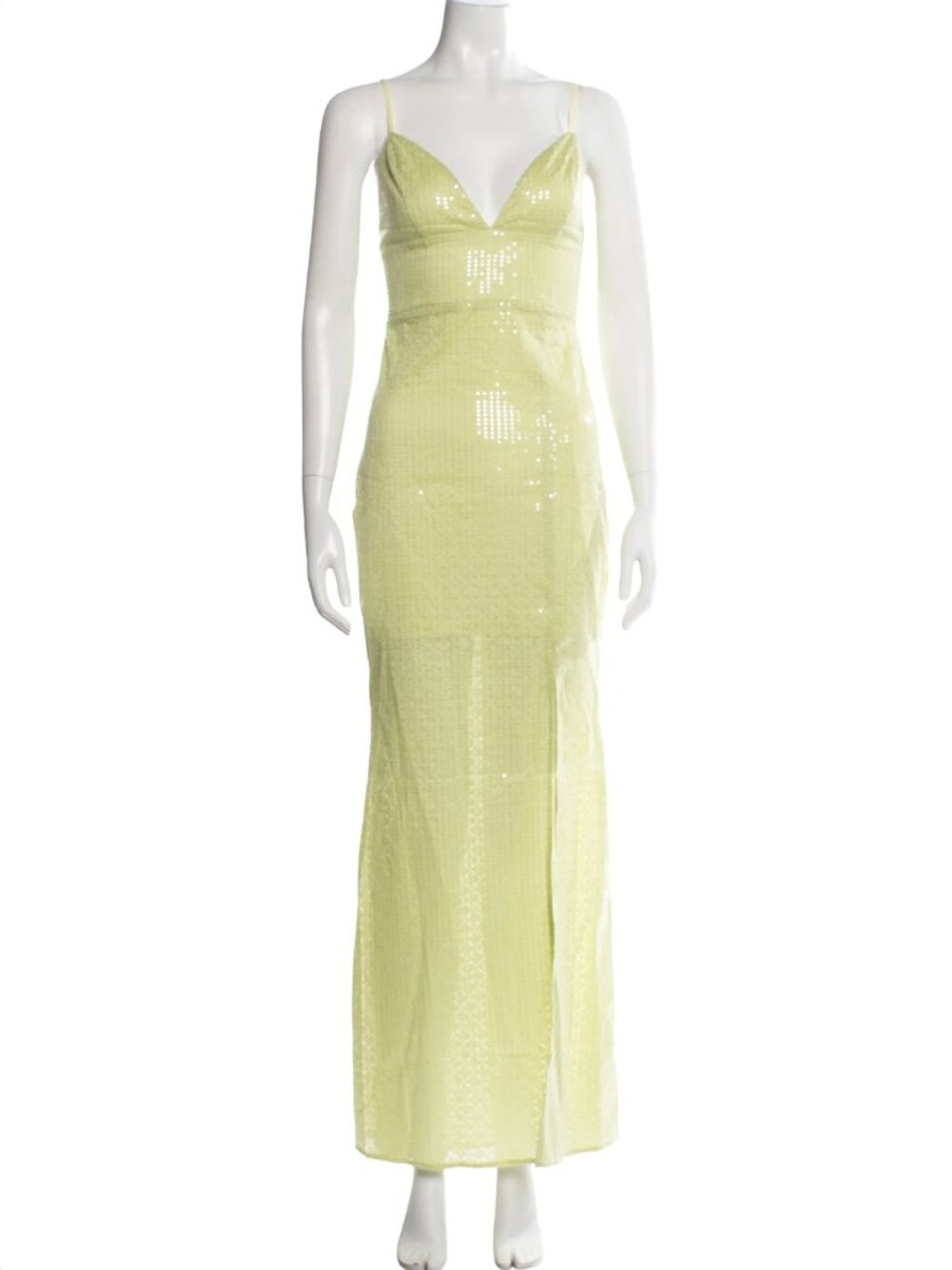 Line & Dot Lime Green Sequin Maxi Gown